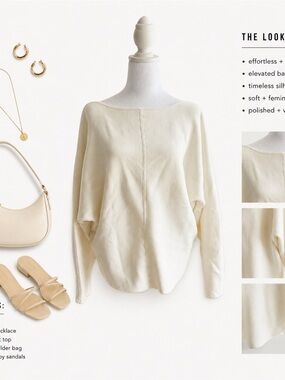 ARITIZA BABATON Cream Boatneck Women's Sweater